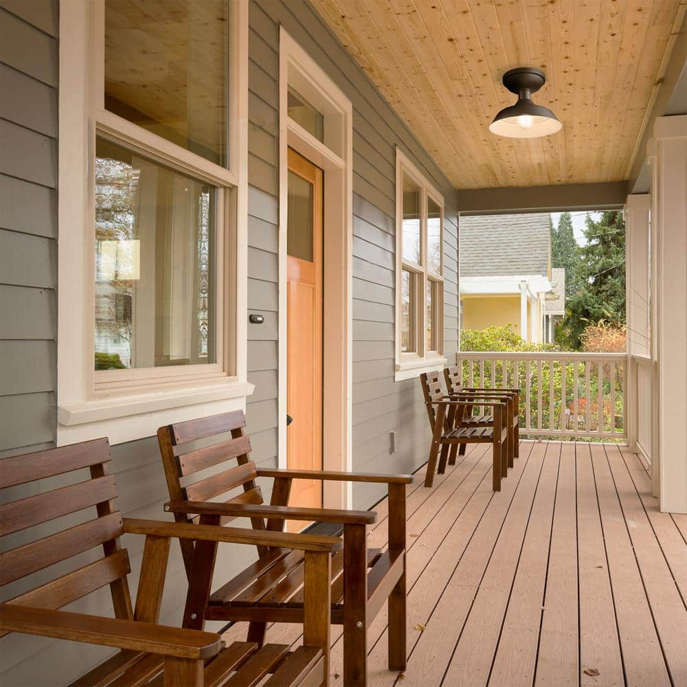 Kurt 1-Light Matte Black Outdoor Indoor Flush Mount Ceiling Light - Hercitys