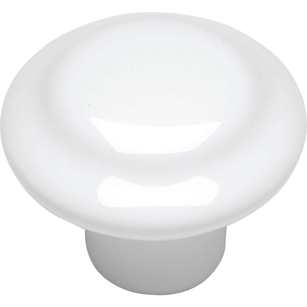 Project Pack 1-3/8 in. Conquest White Cabinet Knobs (10-Pack) - Hercitys