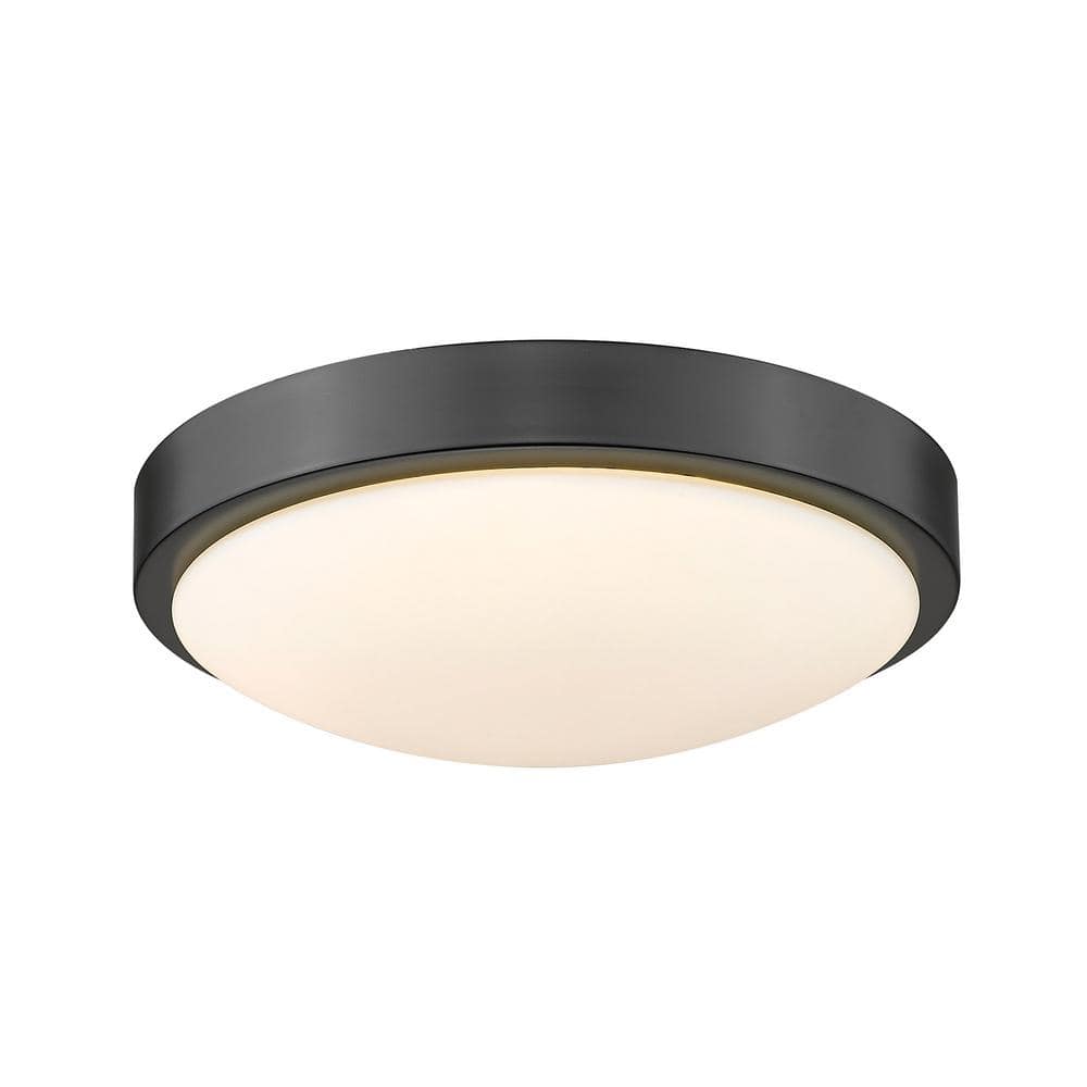 Gabi 10 in. 1-Light Matte Black Opal Glass LED Flush Mount - Hercitys