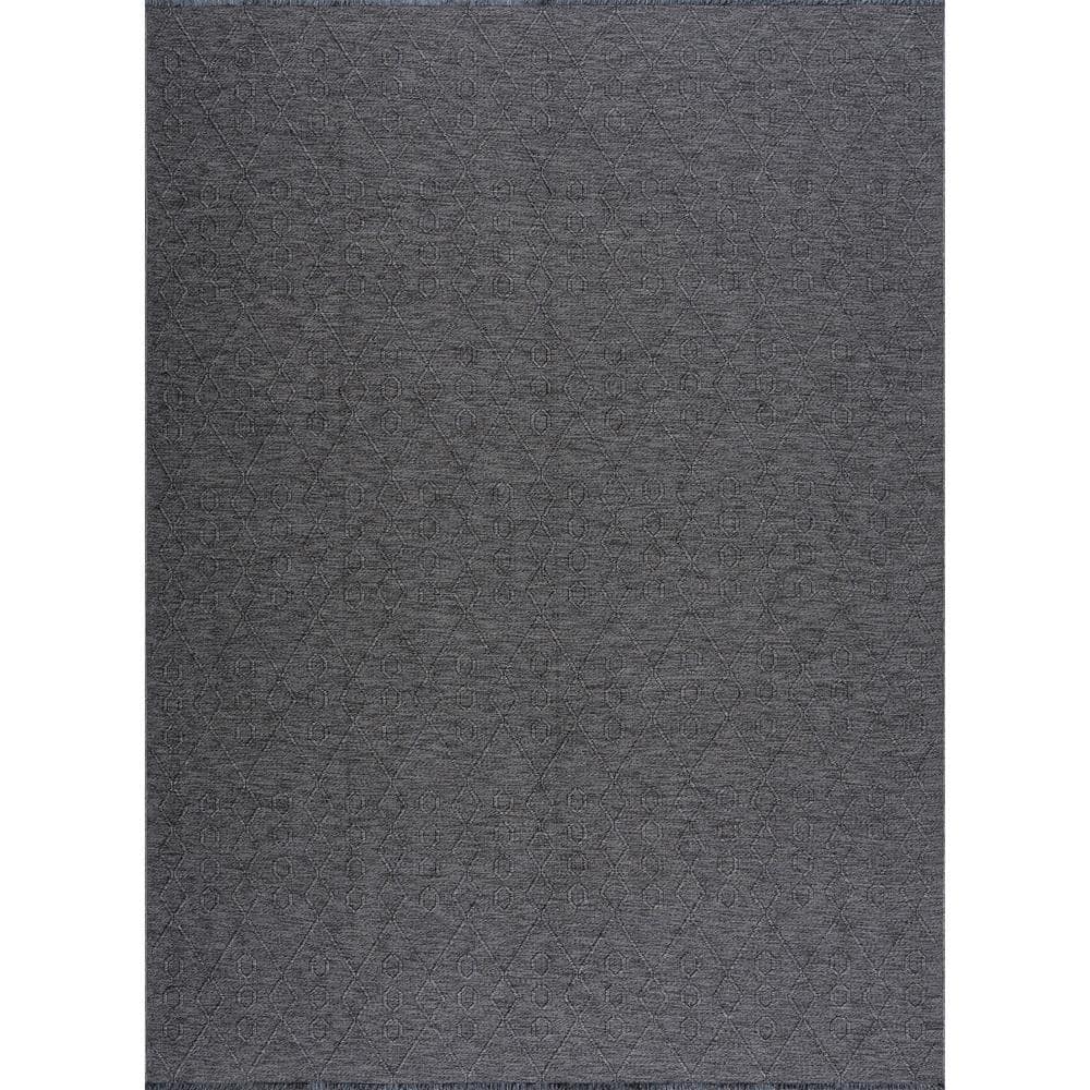 Alma Dark Gray 5 ft. x 7 ft. Geometric Machine Washable Indoor Area Rug - Hercitys