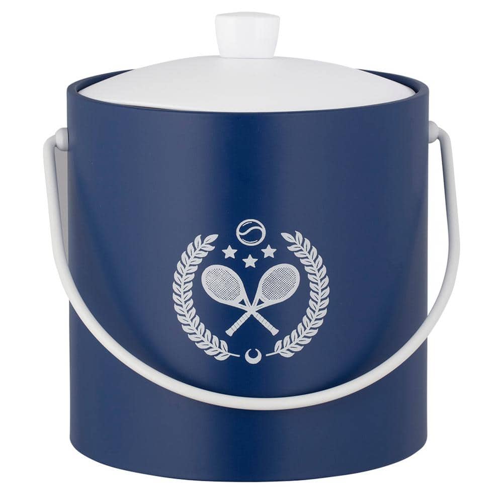PASTIMES Tennis 3 qt. Royal Blue Ice Bucket with Acrylic Cover - Hercitys