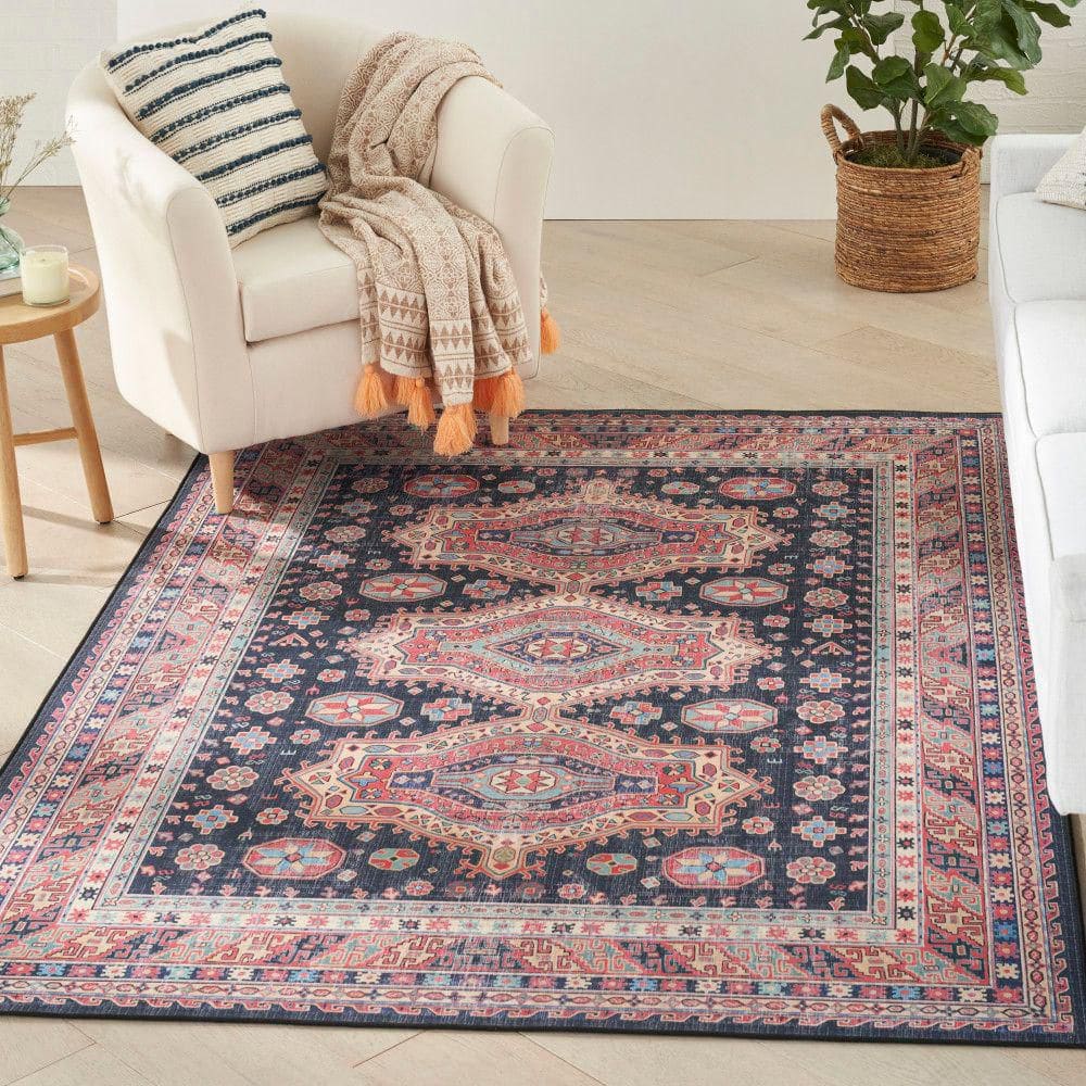 Vintage Home Navy 5 ft. x 7 ft. Medallion Traditional Area Rug - Hercitys