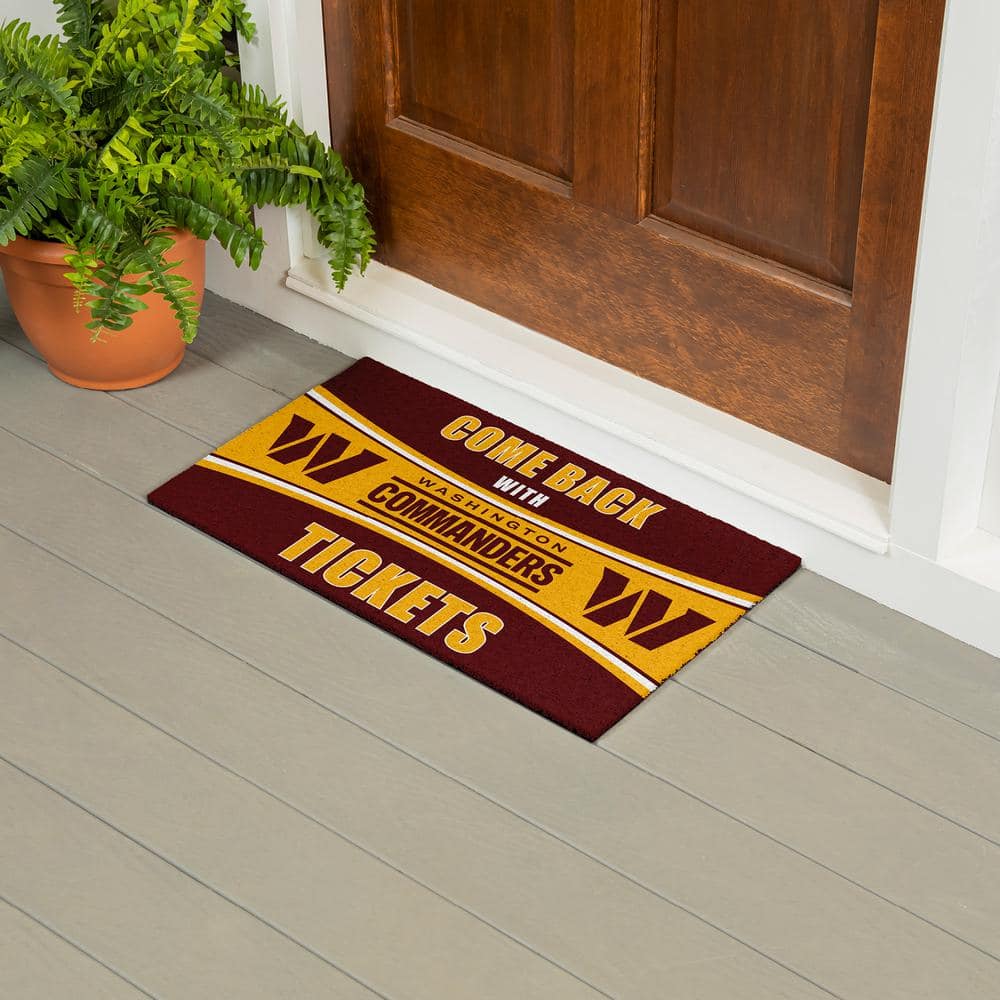 Washington Commanders 28 in. x 16 in. PVC “Come Back With Tickets” Trapper Door Mat - Hercitys