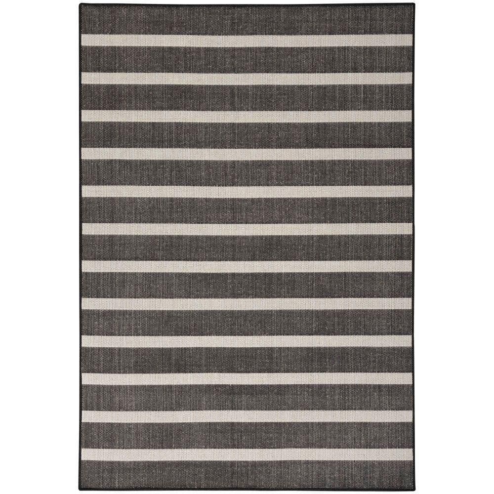 Positano Black Ivory 5 ft. x 7 ft. Stripes Contemporary Area Rug - Hercitys