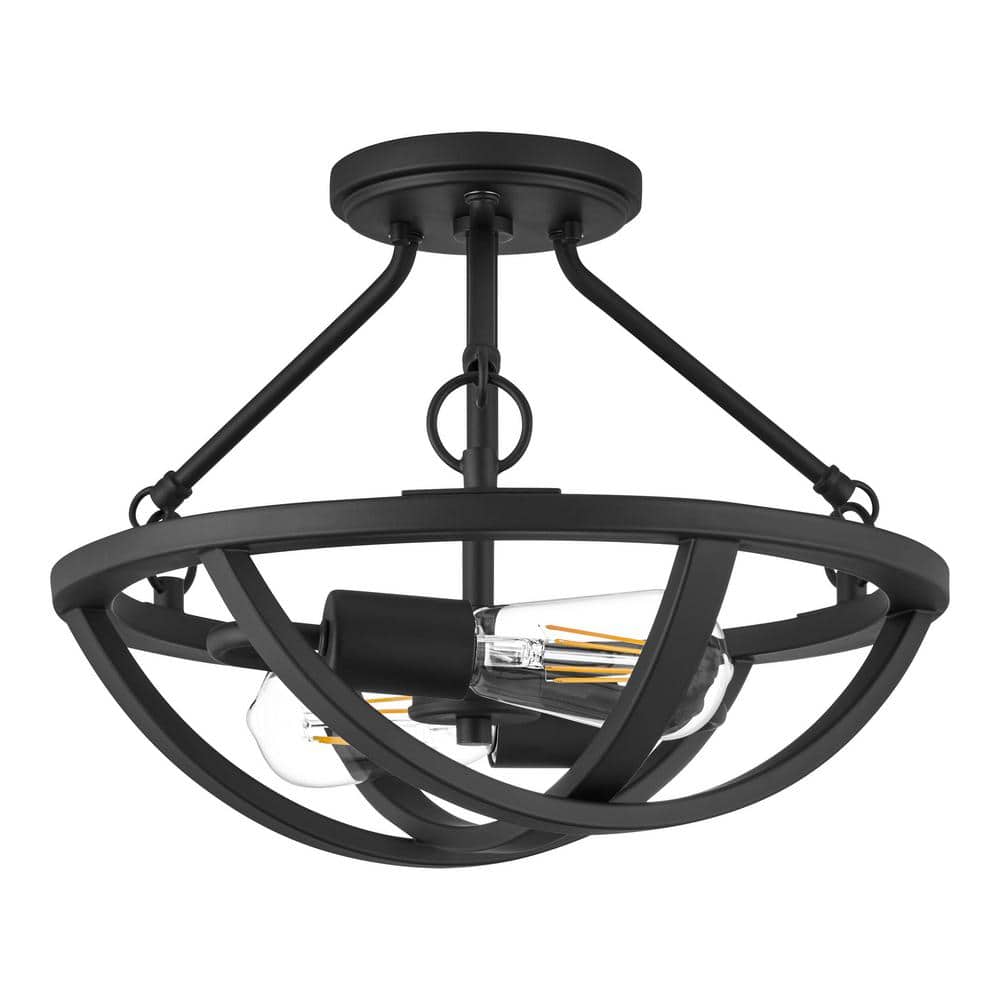 Moritz 14 in. 2-Light Matte Black Flush Mount - Hercitys
