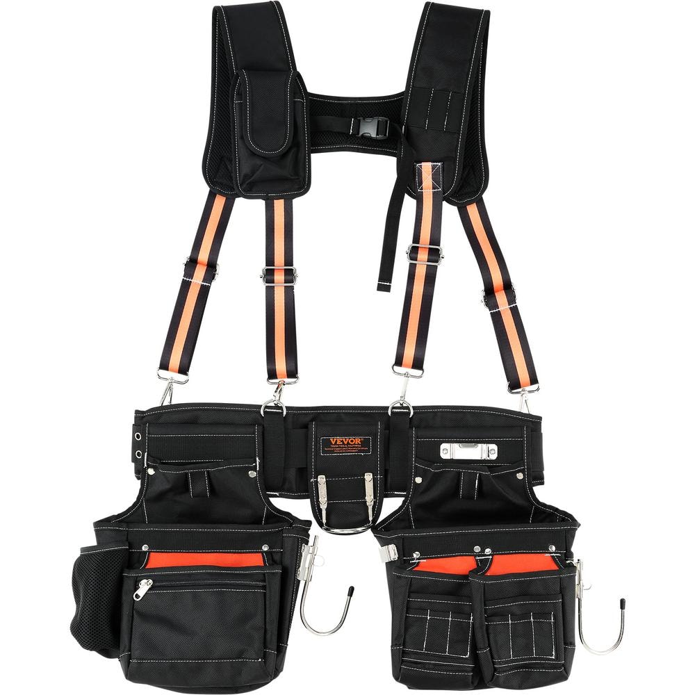 Tool Belt with Suspenders 29-Pockets Heavy-Duty Tool Belts 29-54 in. Adjustable Waist Size for Carpenters, Electricians - Hercitys