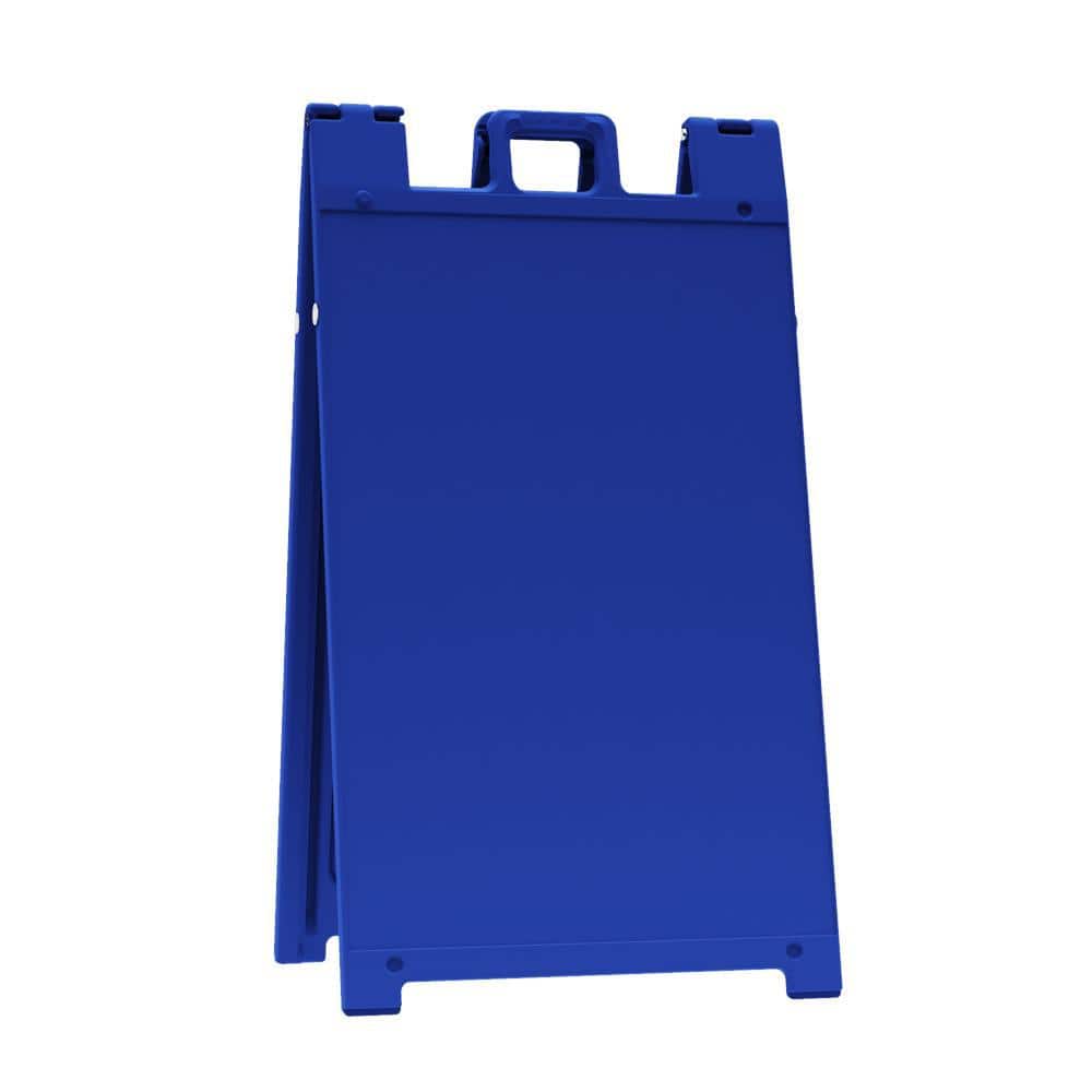 Signicade 24 in. W x 36 in. H Blue Plastic Portable Folding Double-Sided Sign Stand - Hercitys
