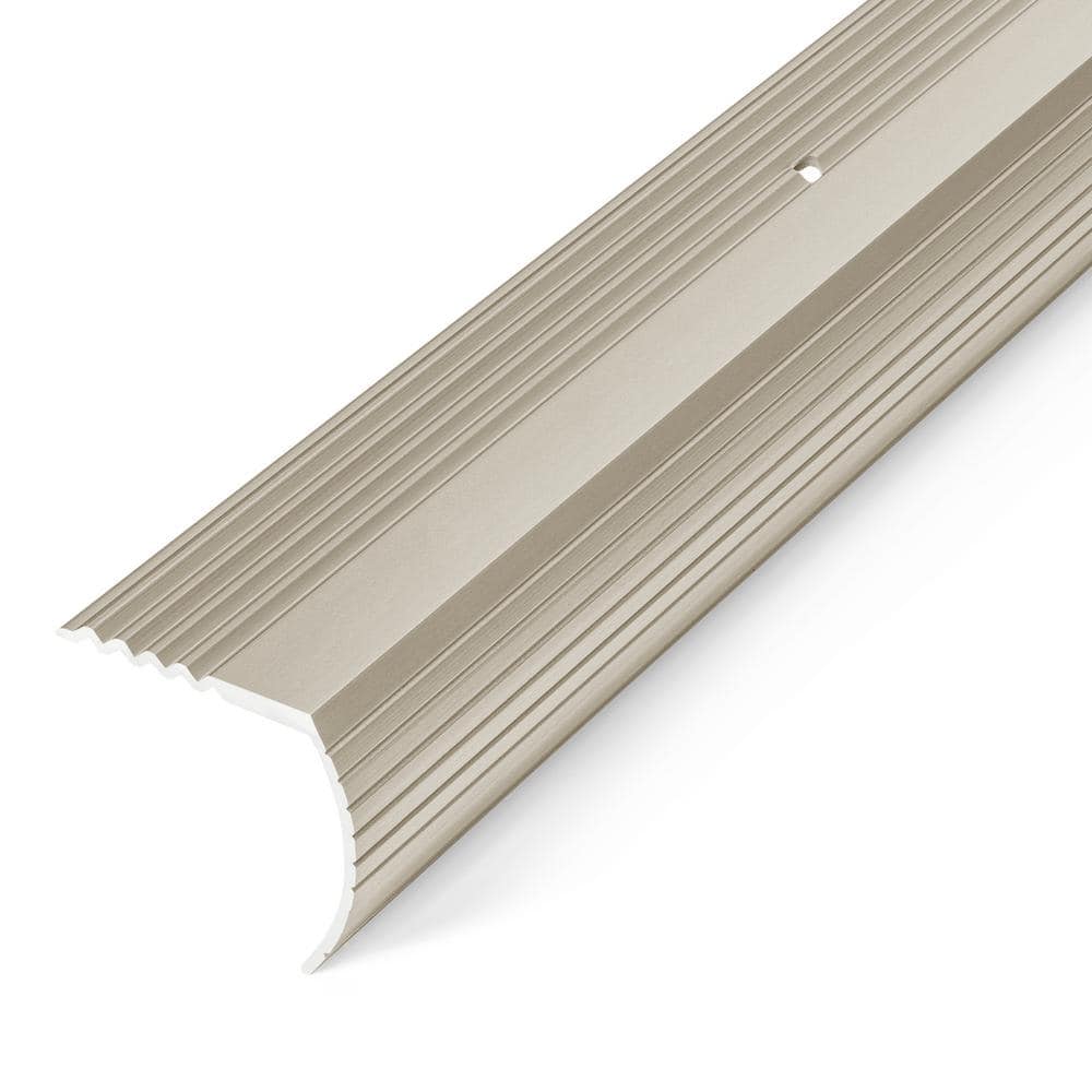 Satin Nickel 1-1/16 in. x 144 in. Aluminum Stair Edging Transition Strip - Hercitys