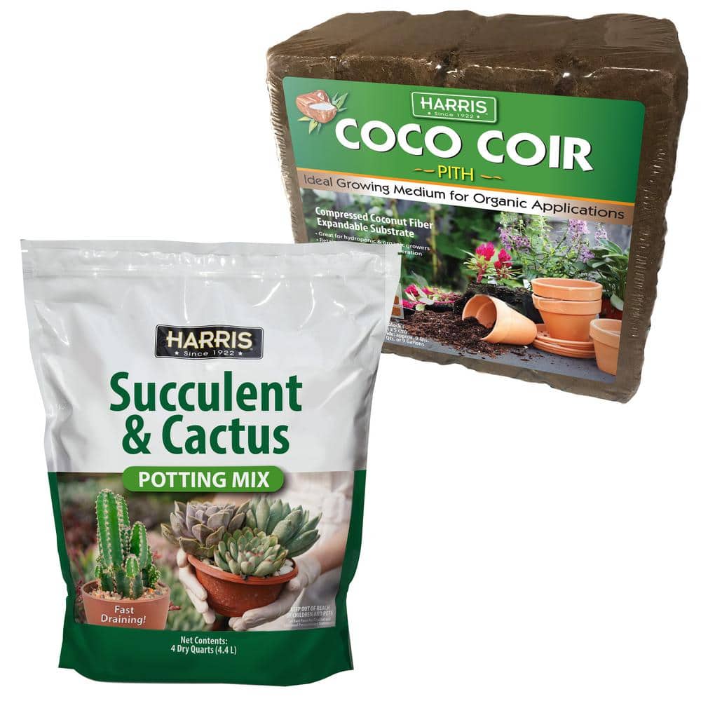 9 Gal. Expanding Coco Coir Pith (4 Brick pack) & 4Qt. Succulent and Cactus Potting Soil Mix - Hercitys