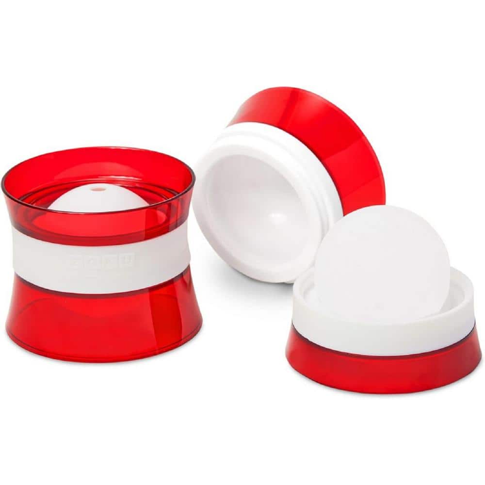 Set of 2 Stackable Ice Sphere Molds, 2.5-Inch Ball Maker for Colder Drinks, Less Dilution, Leak-free, Easy-Release, Red - Hercitys