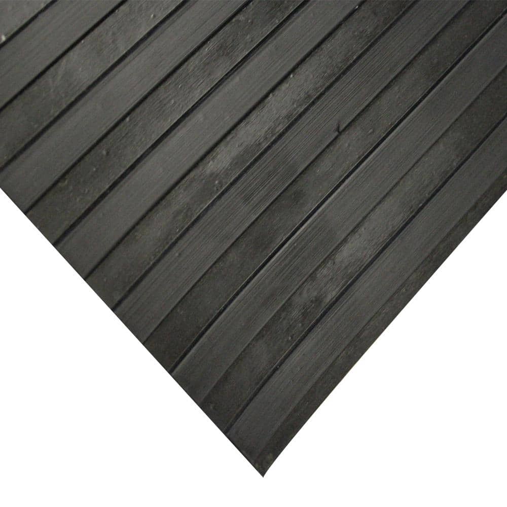 Corrugated Wide Rib 3 ft. x 20 ft. Black Rubber Flooring (60 sq. ft.) - Hercitys