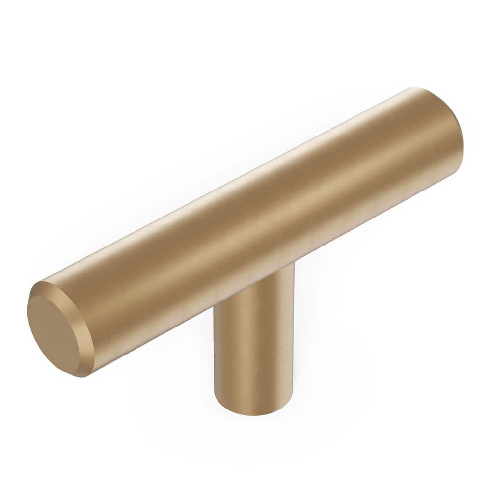 Collection T-Knob 2-3/8 in. x 1/2 in. Champagne Bronze Finish Modern Steel Bar Pull Cabinet Knob (10 Pack) - Hercitys