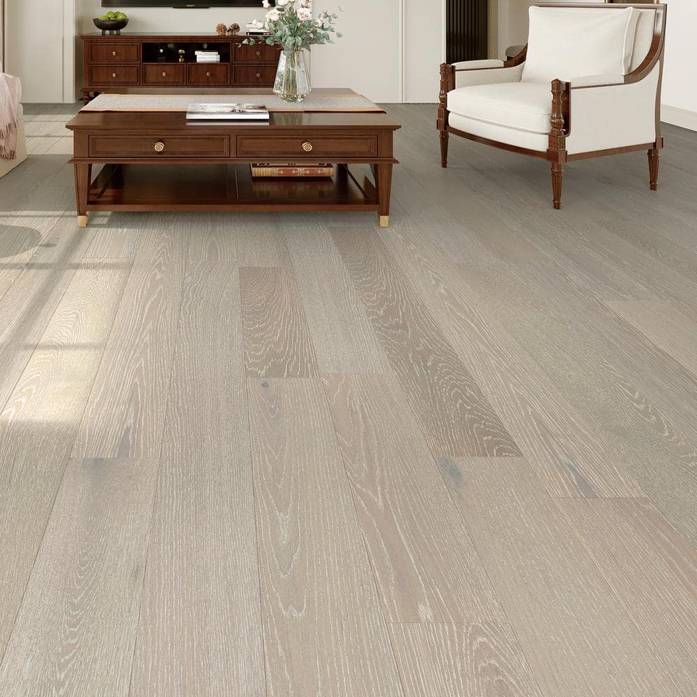 Longchamp Oak 0.28 in. T x 6.5 in. W Waterproof Wire Brushed Engineered Hardwood Flooring (21.8 sq.ft./case) - Hercitys