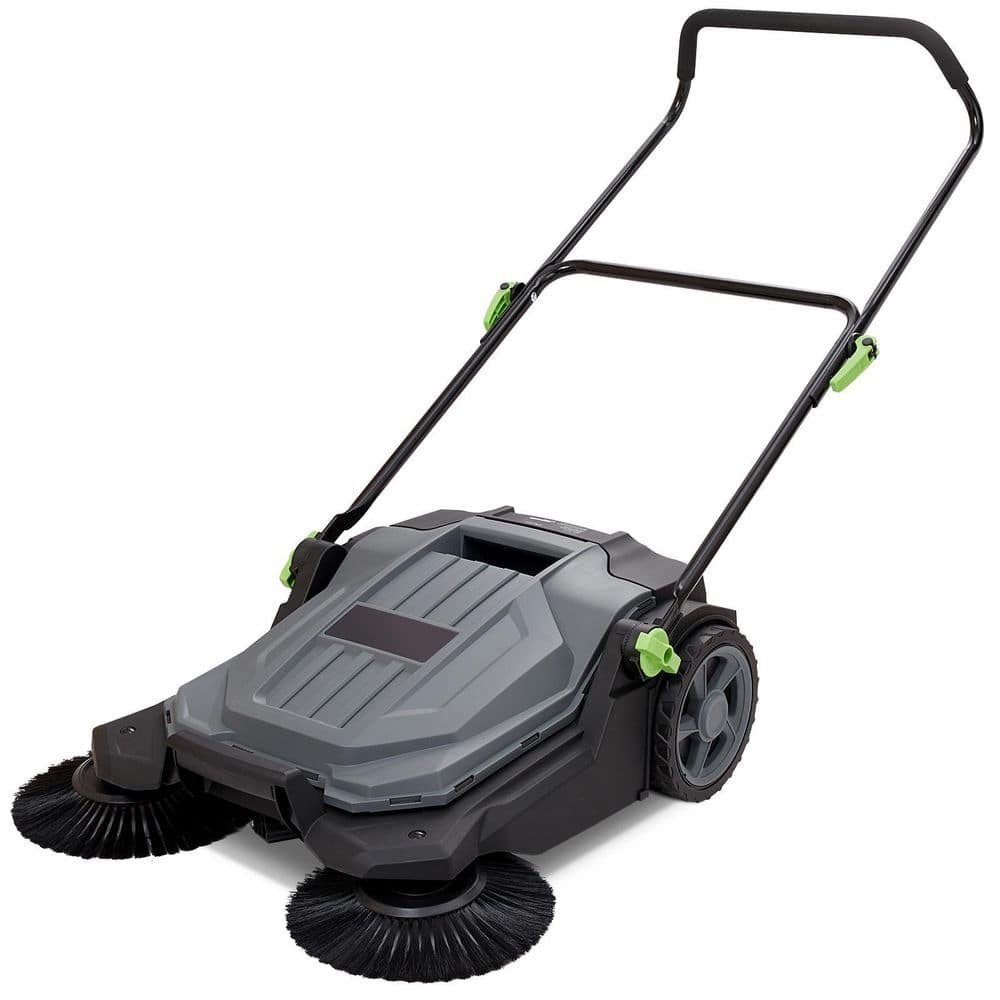 Walk-behind Hand Push Floor Sweeper Manual 5-Gallon Adjustable Folding Handle for Walkway, Yard, Garage, Patio - Hercitys