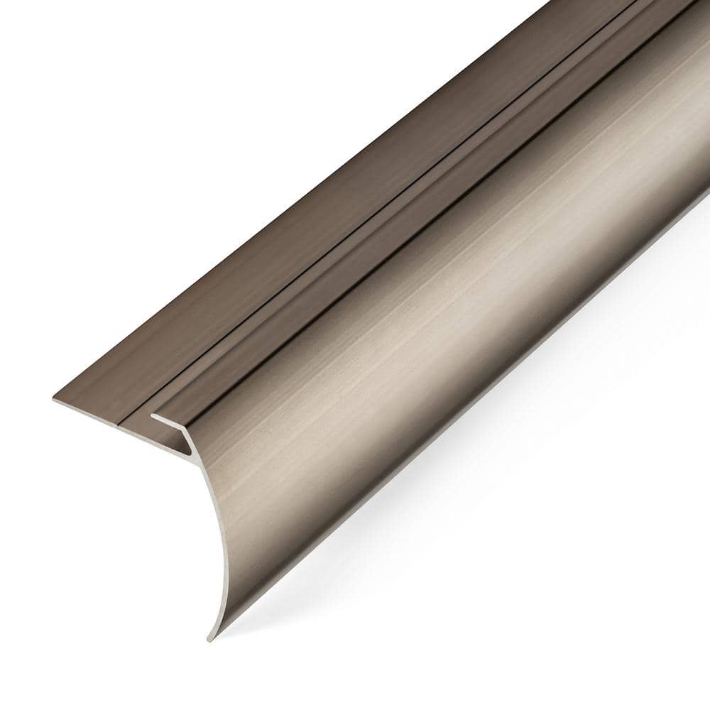 Satin Nickel 5.5mm x 74 in. Aluminum Stair Nosing Floor Transition Strip - Hercitys