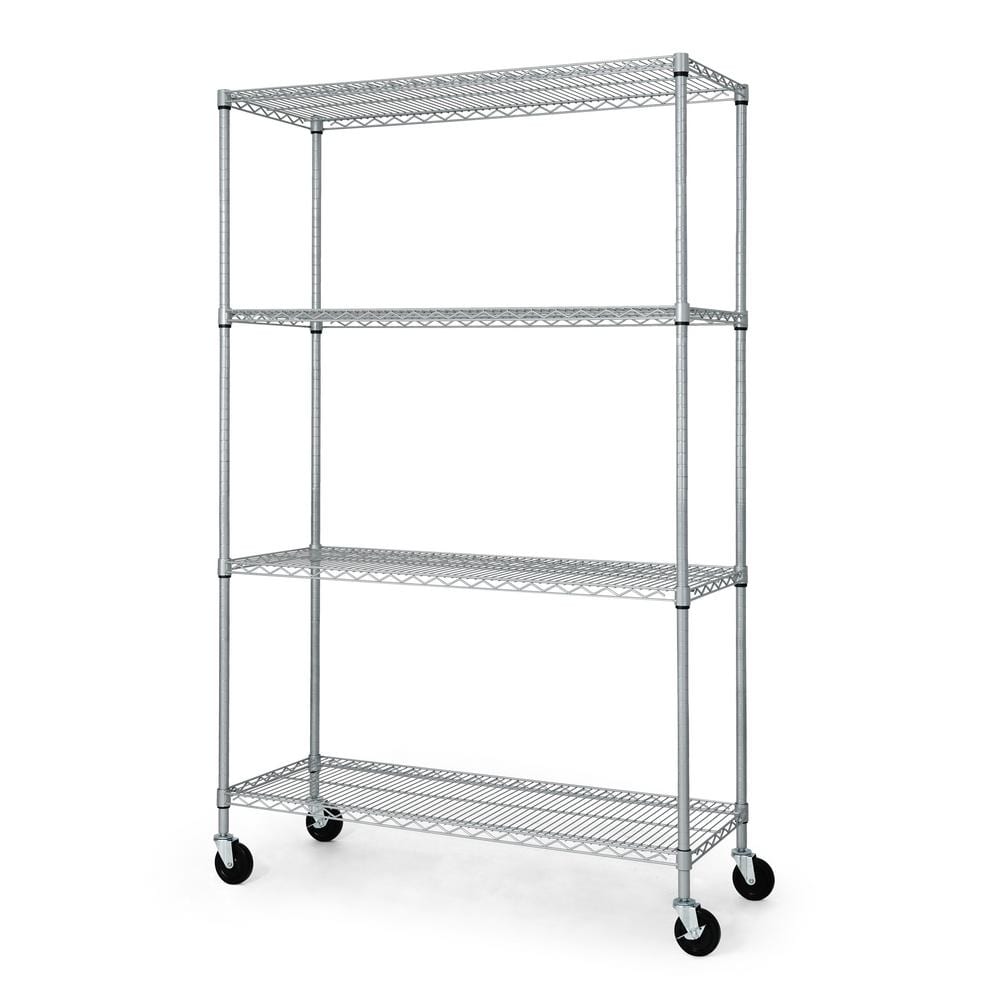 Silver 4-Tier Adjustable Welded Steel Heavy Duty Garage Storage Unit Shelving (48 in. W x 76 in. H x 18 in. D) - Hercitys