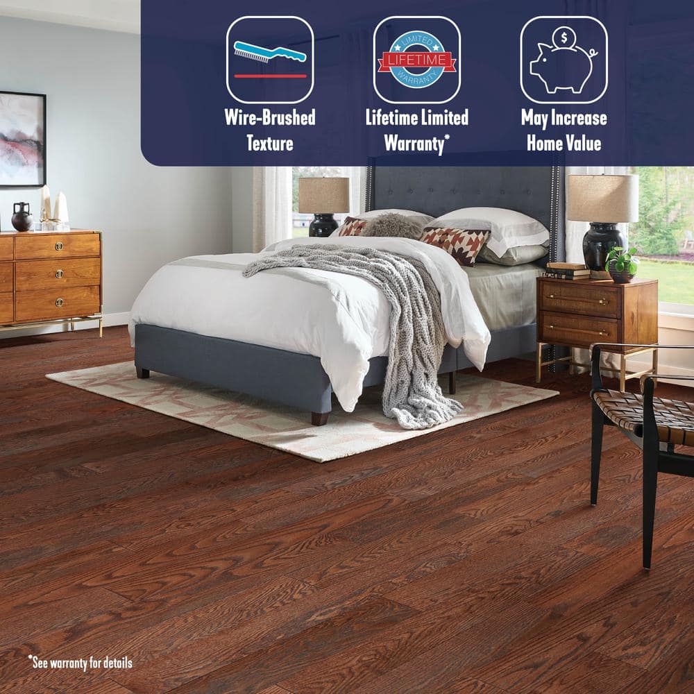 American Vintage Wildly Cherry Red Oak 3/4 in. T x 5 in. W Wire Brushed Solid Hardwood Flooring (23.5 sq.ft./ctn) - Hercitys