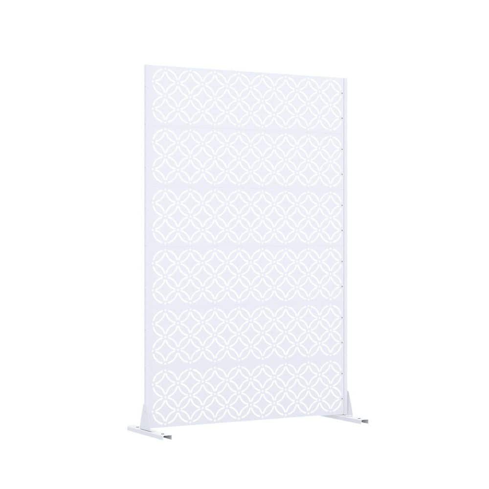 72 in. x 47 in. White Galvanized Steel Garden Fence - Hercitys