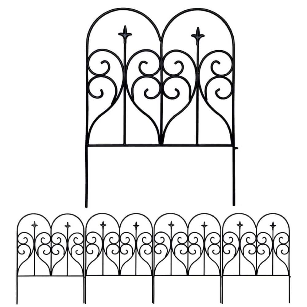 Decorative 32 in. Rustproof Metal Garden Fence Animal Barrier 10 ft. Outdoor Fencing Panels for Yard Patio Flower Bed - Hercitys