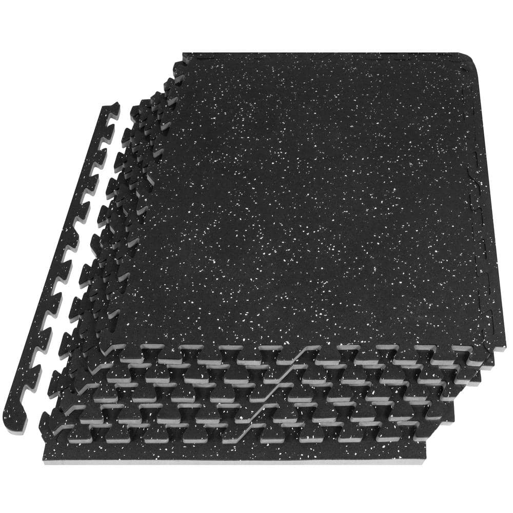 Rubber Top Exercise Puzzle Mat Grey 24 in. x 24 in. x 0.5 in. EVA Foam Interlocking Tiles (6-Pack (24 sq. ft.) - Hercitys