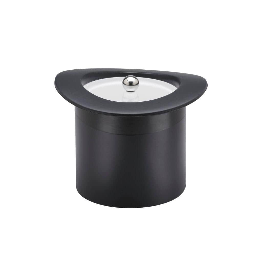 Top Hat 3 Qt. Black w/Black Band Ice Bucket, Lucite Cover - Hercitys