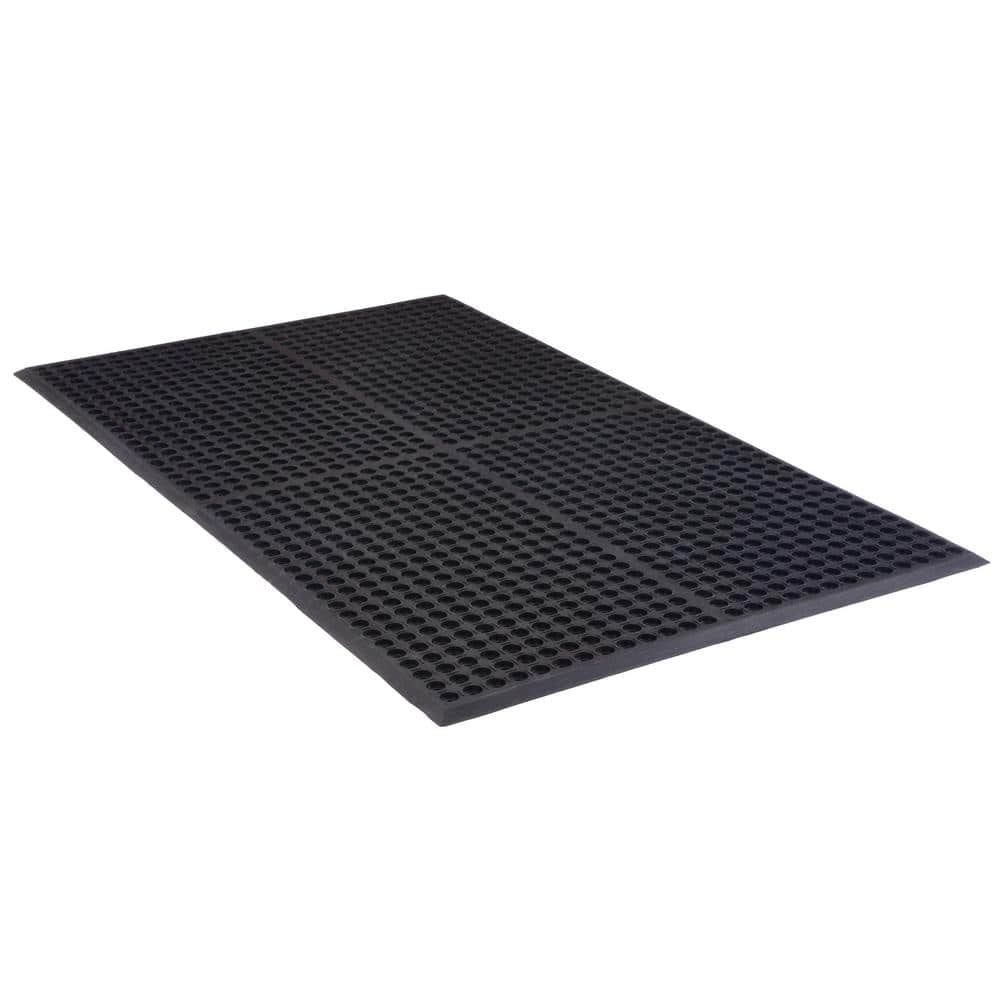 Work Step 1/2 in. Black 3 ft. x 5 ft. Rubber Anti-Fatigue Indoor Commercial Door Mat - Hercitys