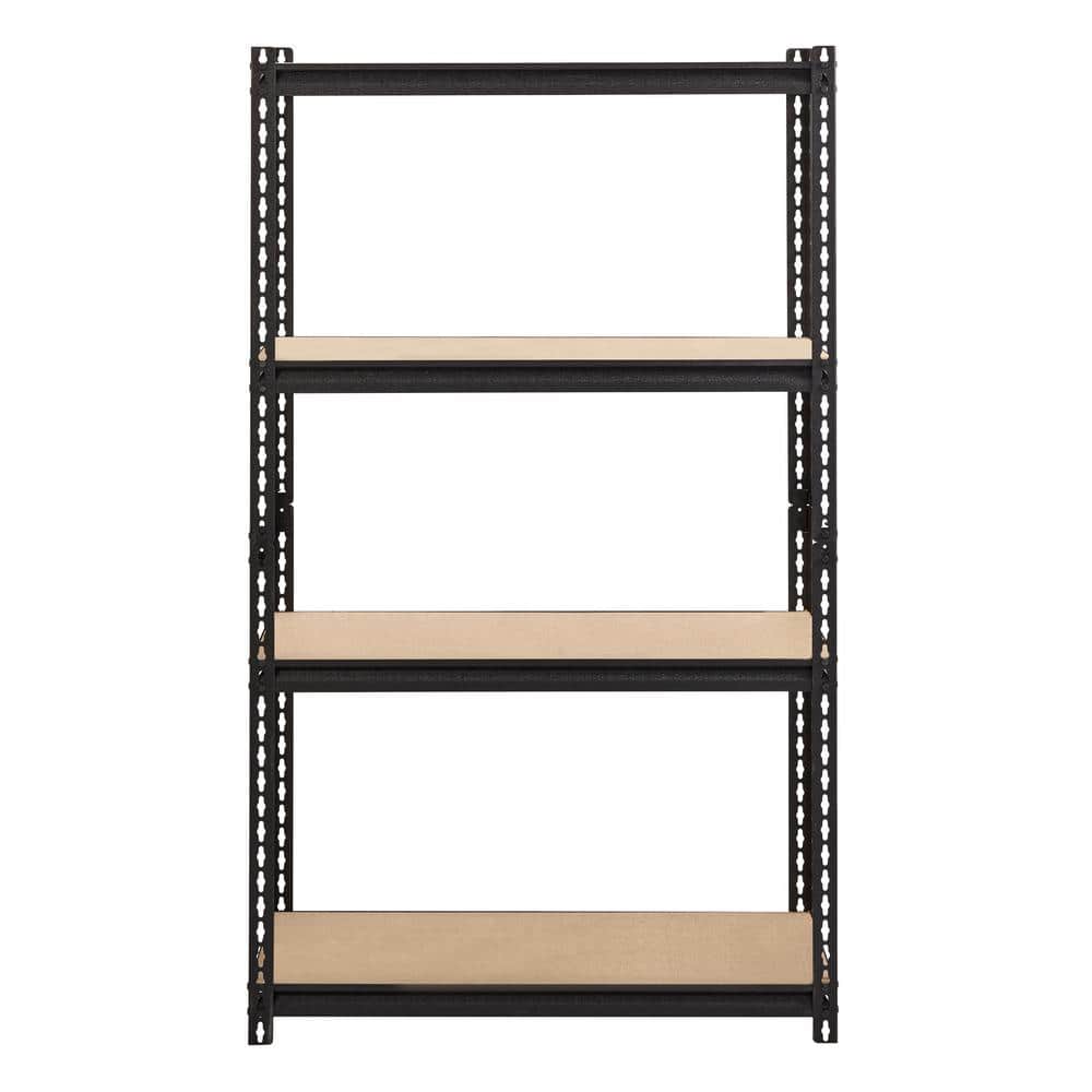 Riveted Garage Storage Shelving Unit, 4-Shelf Steel Black Unit 36 in. W x 60 in. H x 18 in. D - Hercitys