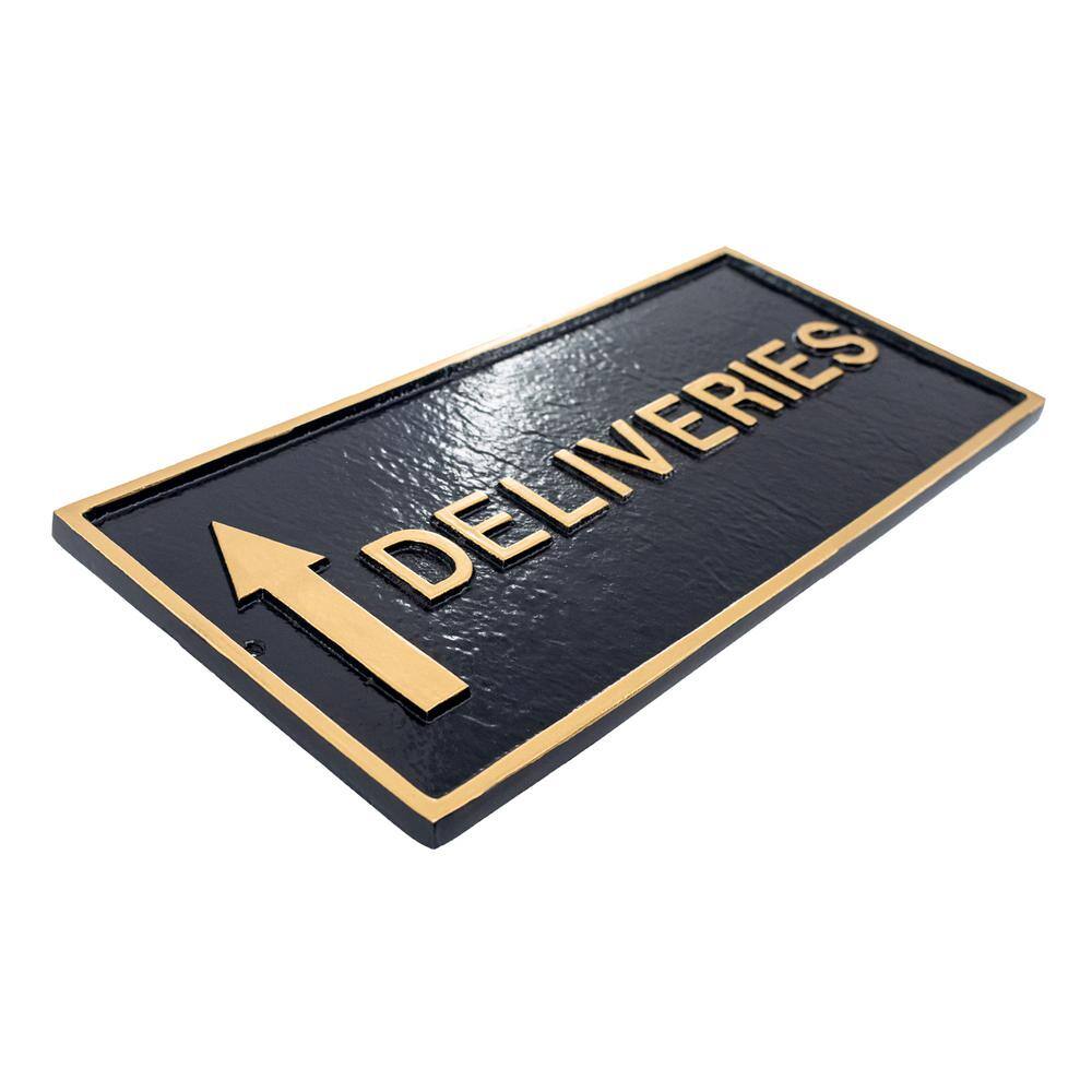 7.25 in. x 15.25 in. Deliveries with Up Arrow Standard Rectangle Wall Statement Plaque – Black/Gold - Hercitys