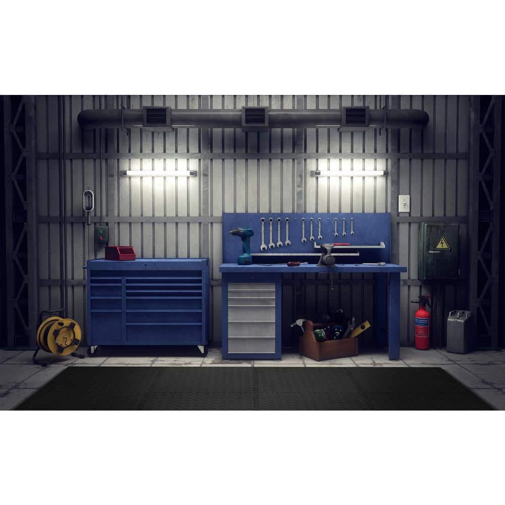 Black 24 in. x 24 in. EVA Foam Solid Color Diamond Plate Interlocking Tile (30-Tile) - Hercitys