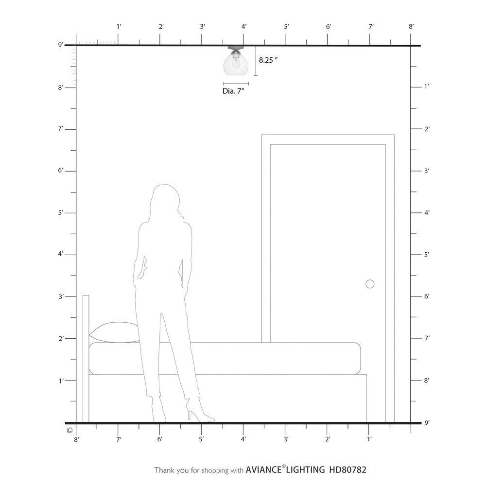 Parkhurst 7 in. 1-Light Antique Brass Semi Flush Mount with Clear Glass - Hercitys