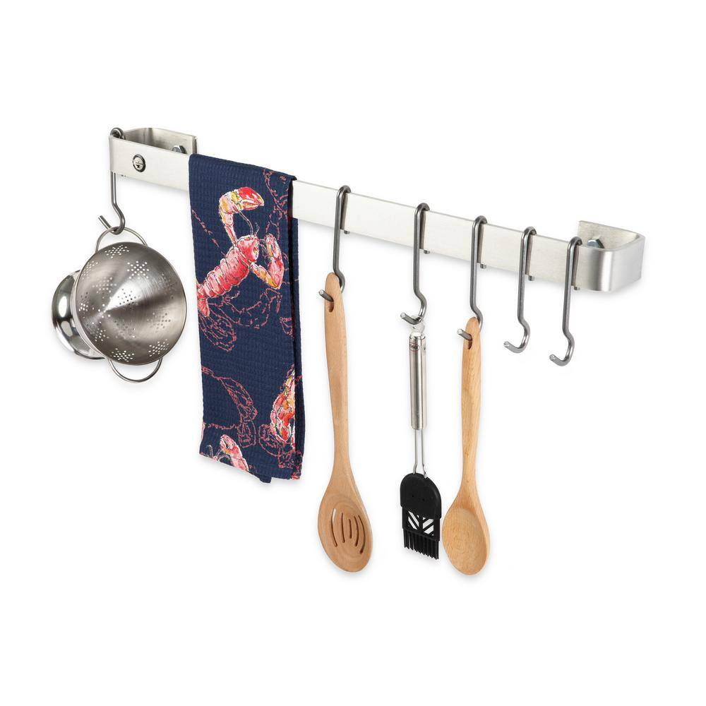 Handcrafted 48 in. Stainless Steel Wall Rack Utensil Bar with 12-Hooks - Hercitys