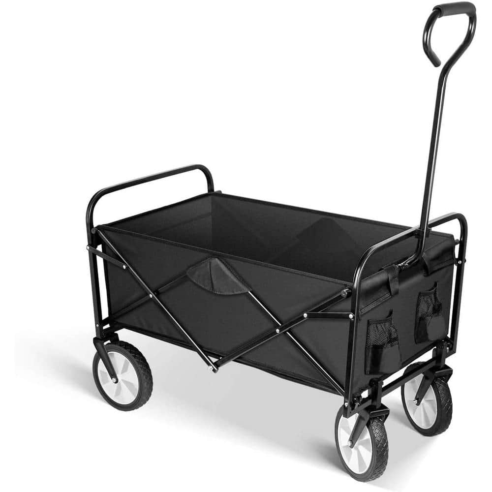 9.8 cu. ft. Steel Utility Portable Folding camping trolley Wagon Cart Heavy Duty Beach Garden Cart with Removable Canopy - Hercitys