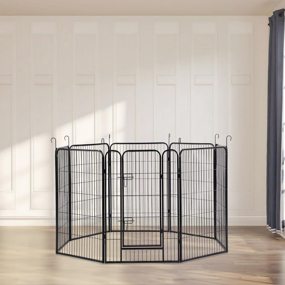 Large Outdoor Metal Puppy Dog Run Fence/ 8-Panels Iron Pet Dog Playpen - Hercitys