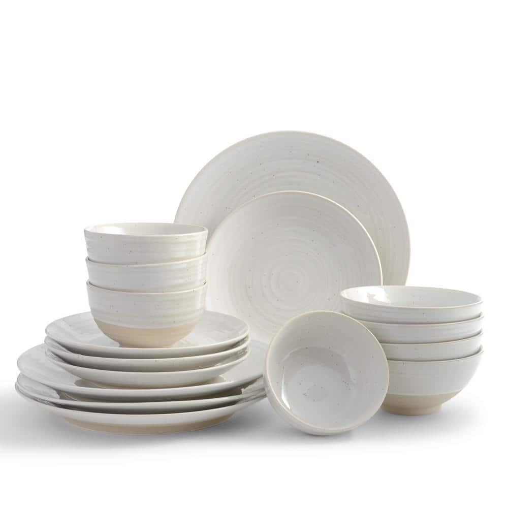 Siterra 16-Piece Casual Rustic White Stoneware Dinnerware Set (Service for 4) - Hercitys