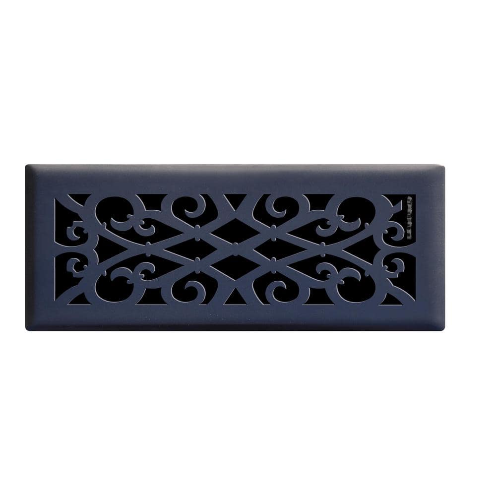Elegant Scroll 4 in. x 12 in. Steel Floor Register in Matte Black - Hercitys