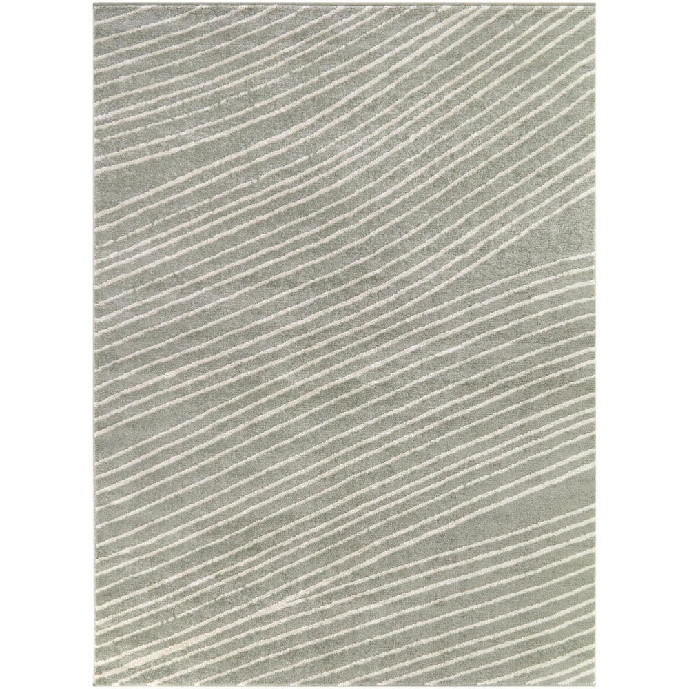 Barta Grey 5 ft. 3 in. x 7 ft. Striped Area Rug - Hercitys