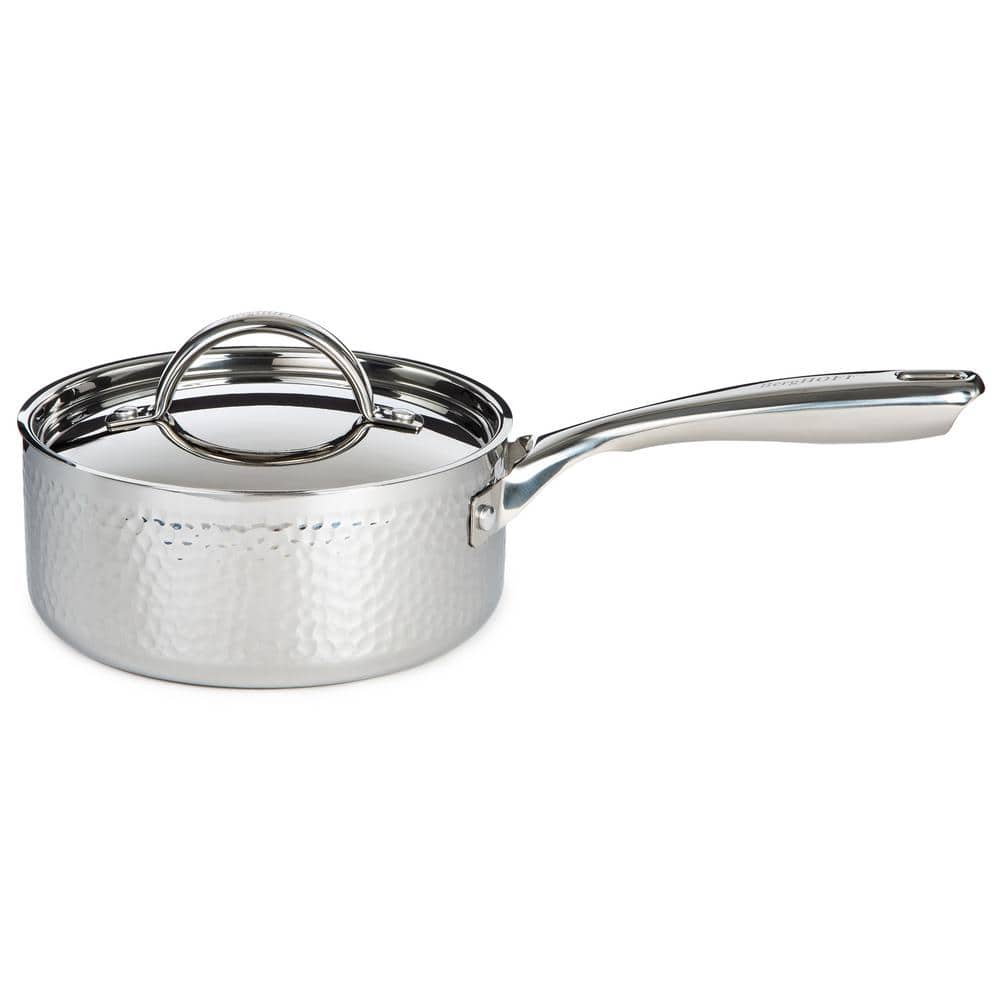 Hammered 2 qt. Tri-Ply Stainless Steel Saucepan with SS Lid, 7 in. - Hercitys