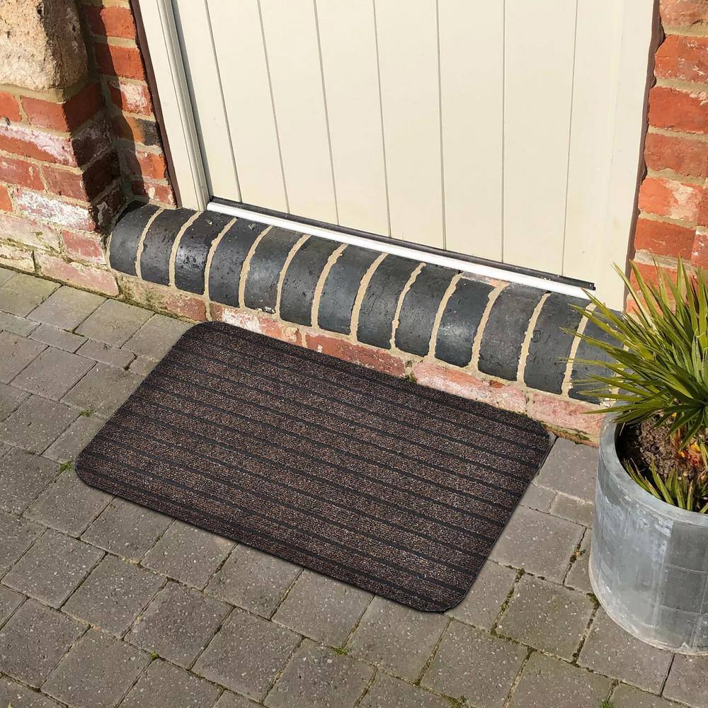 Evideco Brown 16 in. x 24 in. Chloe Polypropylene Latex Rug Outdoor Front Door Mat - Hercitys