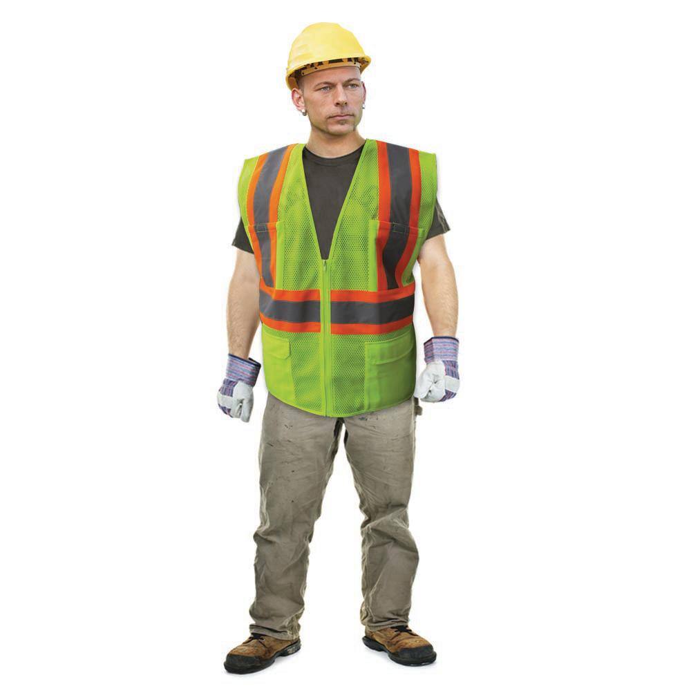 Size 5X-Large Lime ANSI Class 2 Poly Mesh Safety Vest - Hercitys