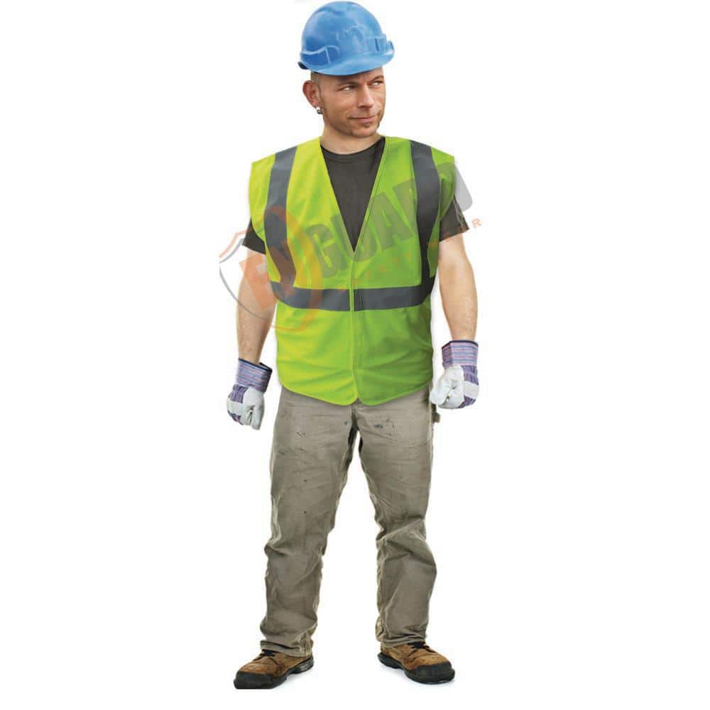 Size 2X-Large Lime ANSI Class 2 Solid Polyester Safety Vest with 2 in. Silver Striping - Hercitys