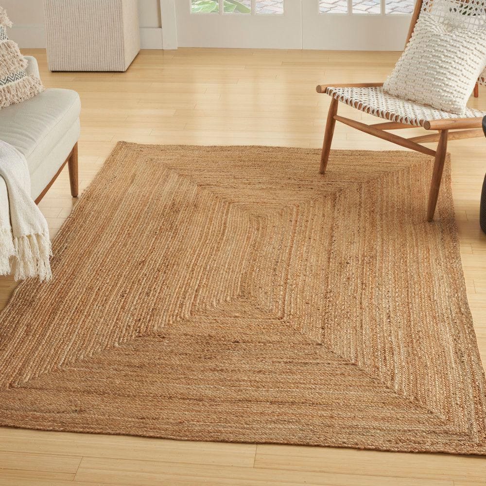 Natural Jute Natural 5 ft. x 7 ft. Solid Contemporary Area Rug - Hercitys