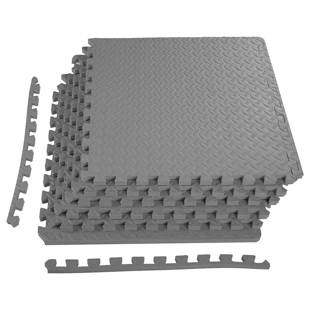 Gray 24 in. W x 24 in. L x 0.75 in. T EVA Interlocking Foam Gym Flooring Mat (6 Tiles/Pack) (24 sq. ft.) - Hercitys