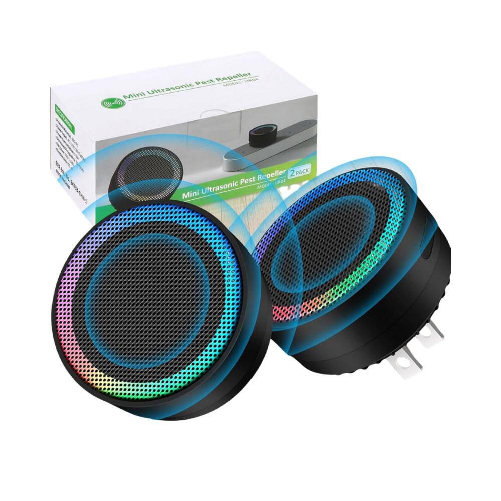 Black Ultrasonic Mouse Control Plug-in Repellent, Mini Pest Prevention Device Mouse, Rodent, Roach, Mosquito (2-Pack) - Hercitys