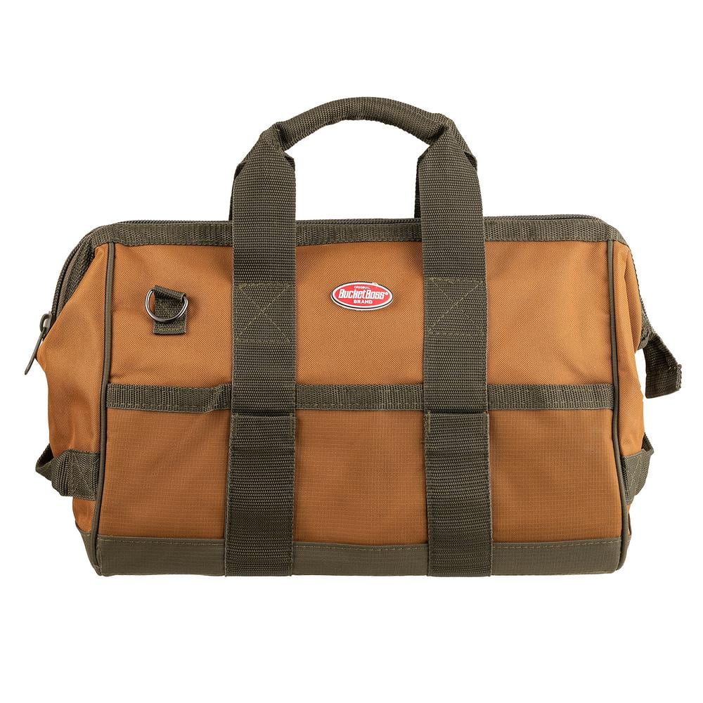 Gatemouth 16 in. Tool Bag in Brown and Green with 16 Pockets - Hercitys