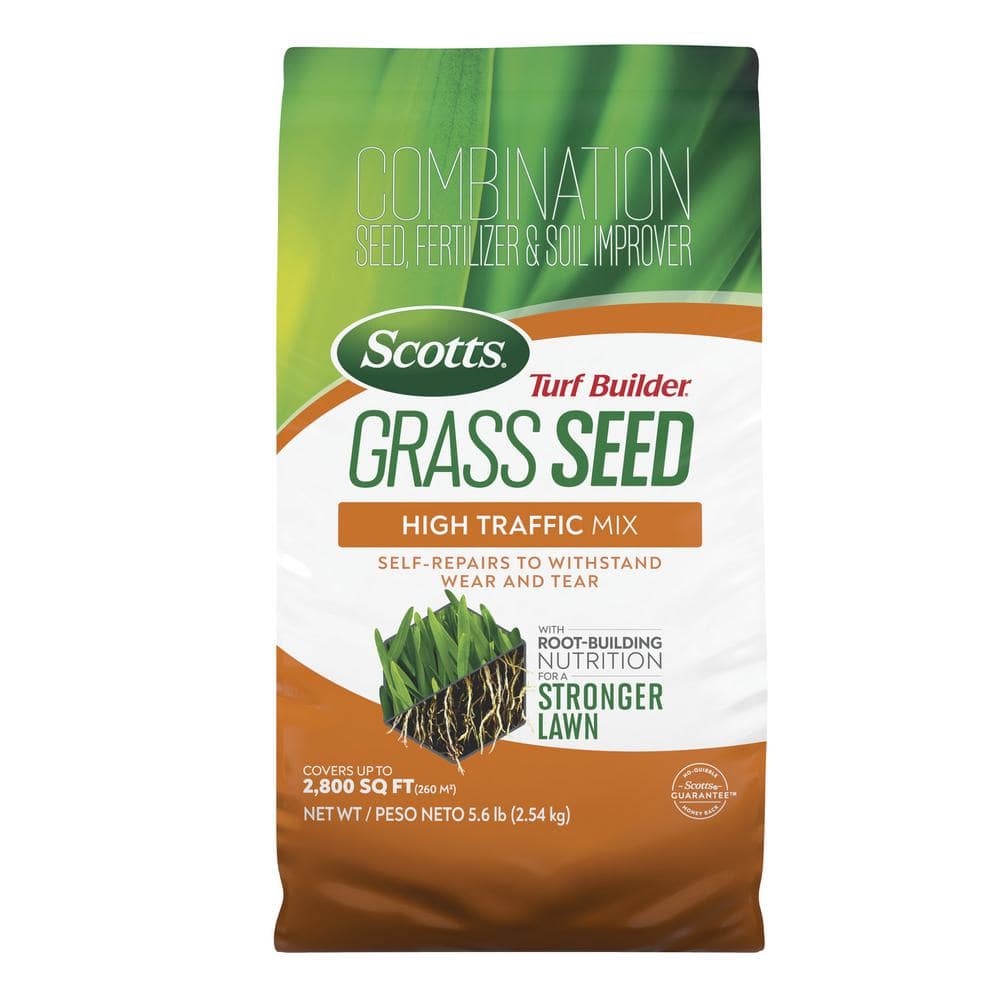 Turf Builder 5.6 lbs. Grass Seed High Traffic Mix with Fertilizer and Soil Improver Self-Repairs - Hercitys