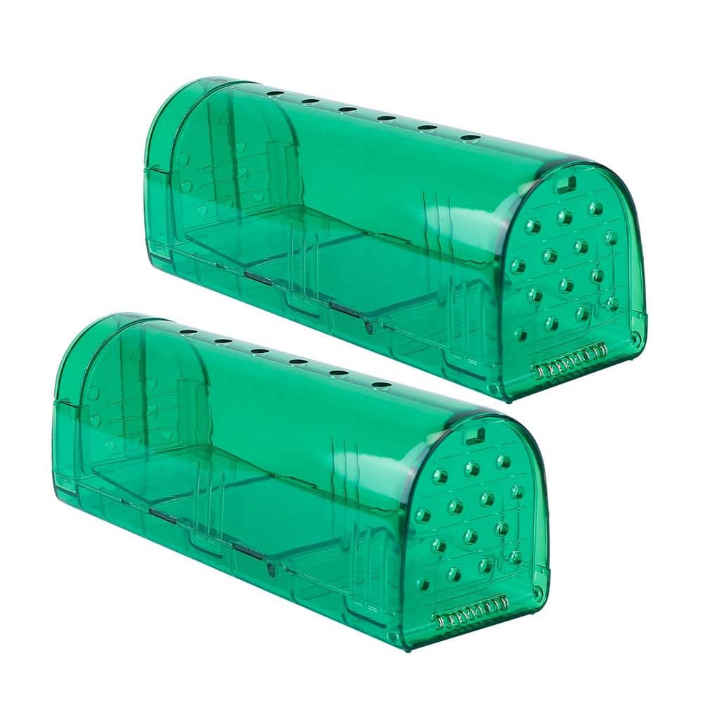Green Outdoor/Indoor Reusable Humane Mouse Trap,Live Catch & Release Mouse Cage,Animal Pest Rodent Hamster Trap (2-Pcs) - Hercitys