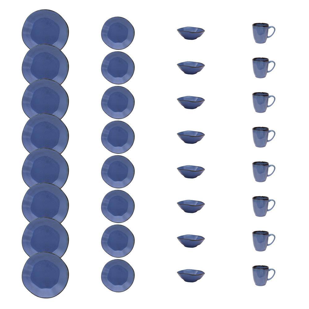 RYO 32-Piece Casual Blue Porcelain Dinnerware Set (Service for 8) - Hercitys