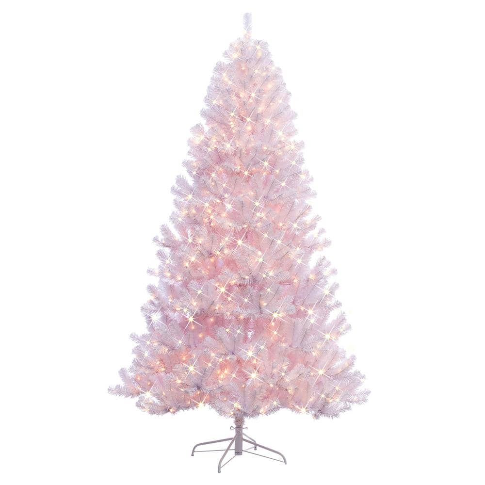 7.5 ft. Prelit Incandescent Northern Fir White PVC Artificial Christmas Tree with 600 UL Clear Lights - Hercitys