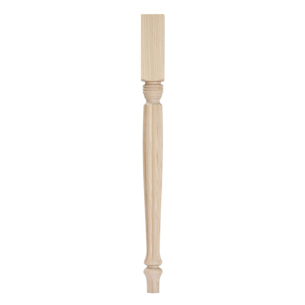 Country French Table Leg with Chamfer – 27 in. H x 2.25 in. Dia. – Sanded Unfinished Ash Wood – DIY Furniture Decor - Hercitys