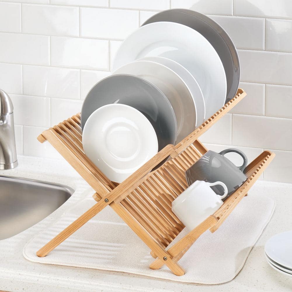 Formbu Bamboo Folding Collapsible Dish Rack – 16.54 in. x 12.99 in. x 10.63 in. - Hercitys